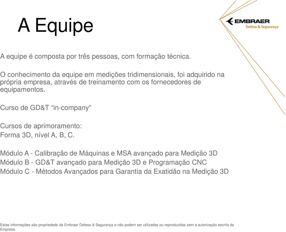 fornecedores de equipamentos. Curso de GD&T in-company Cursos de aprimoramento: Forma 3D, nível A, B, C.