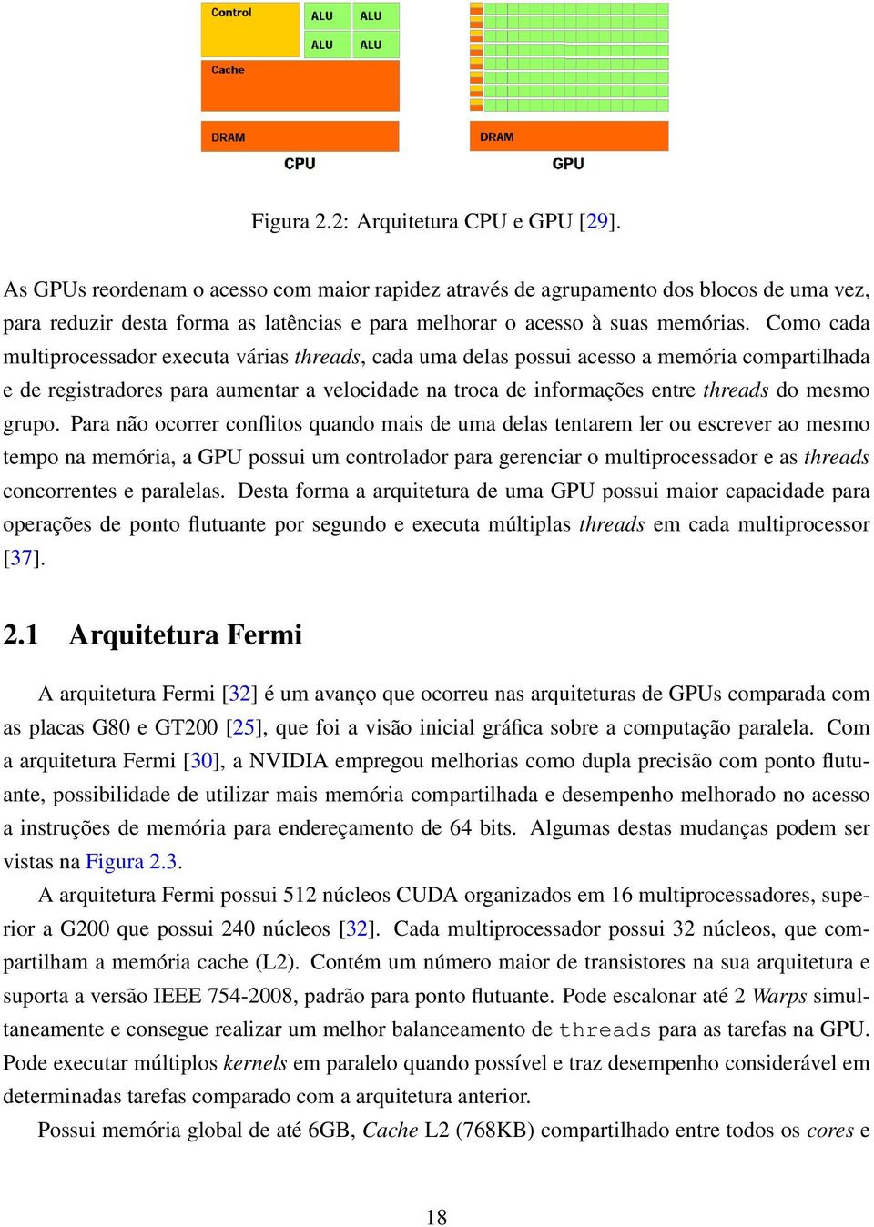 Como cada multiprocessador executa várias threads, cada uma delas possui acesso a memória compartilhada e de registradores para aumentar a velocidade na troca de informações entre threads do mesmo