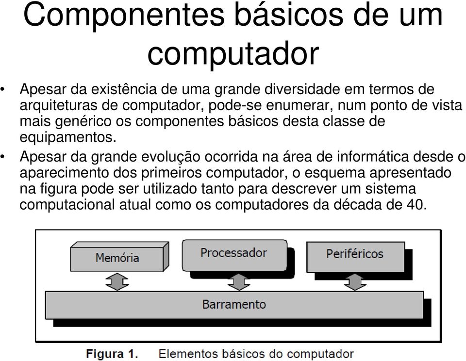 Apesar da grande evolução ocorrida na área de informática desde o aparecimento dos primeiros computador, o esquema
