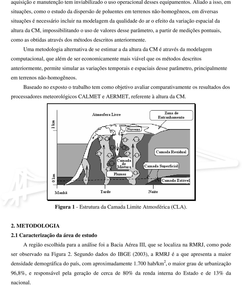 espacial da altura da CM, impossibilitando o uso de valores desse parâmetro, a partir de medições pontuais, como as obtidas através dos métodos descritos anteriormente.