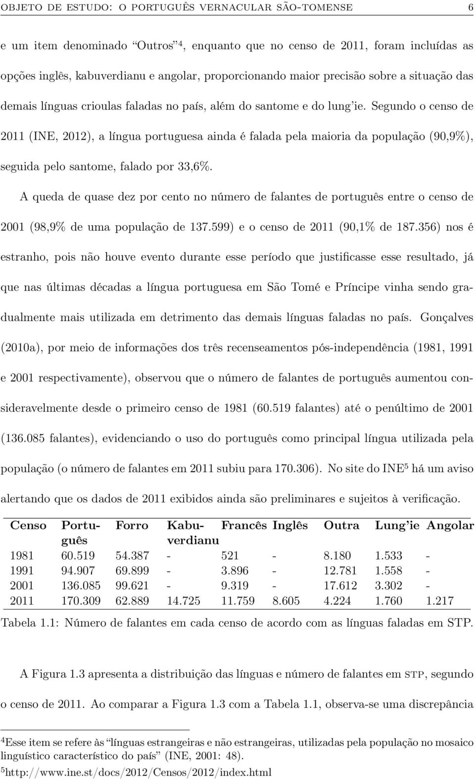 Segundo o censo de 2011 (INE, 2012), a língua portuguesa ainda é falada pela maioria da população (90,9%), seguida pelo santome, falado por 33,6%.