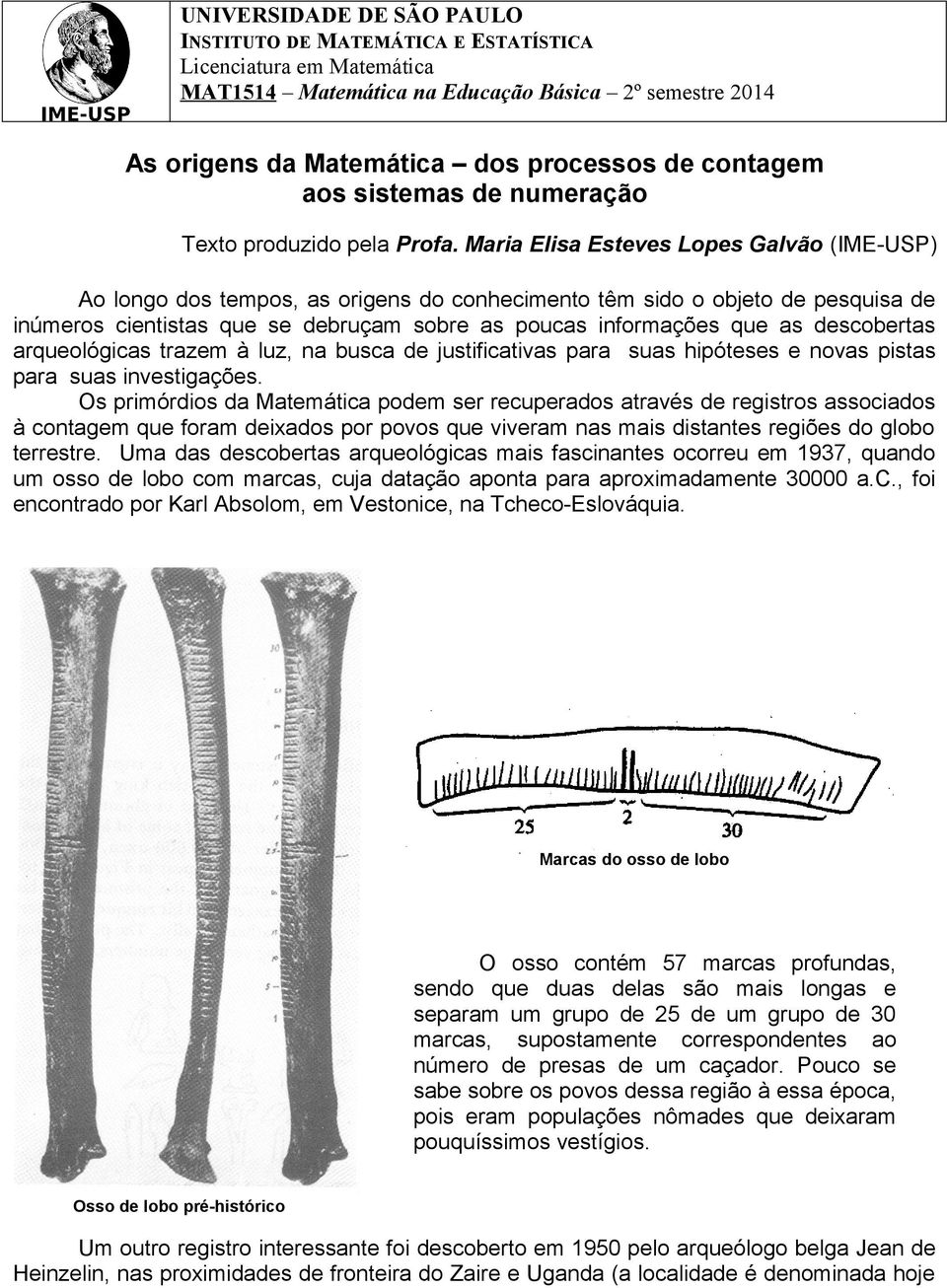 Maria Elisa Esteves Lopes Galvão (IME-USP) Ao longo dos tempos, as origens do conhecimento têm sido o objeto de pesquisa de inúmeros cientistas que se debruçam sobre as poucas informações que as