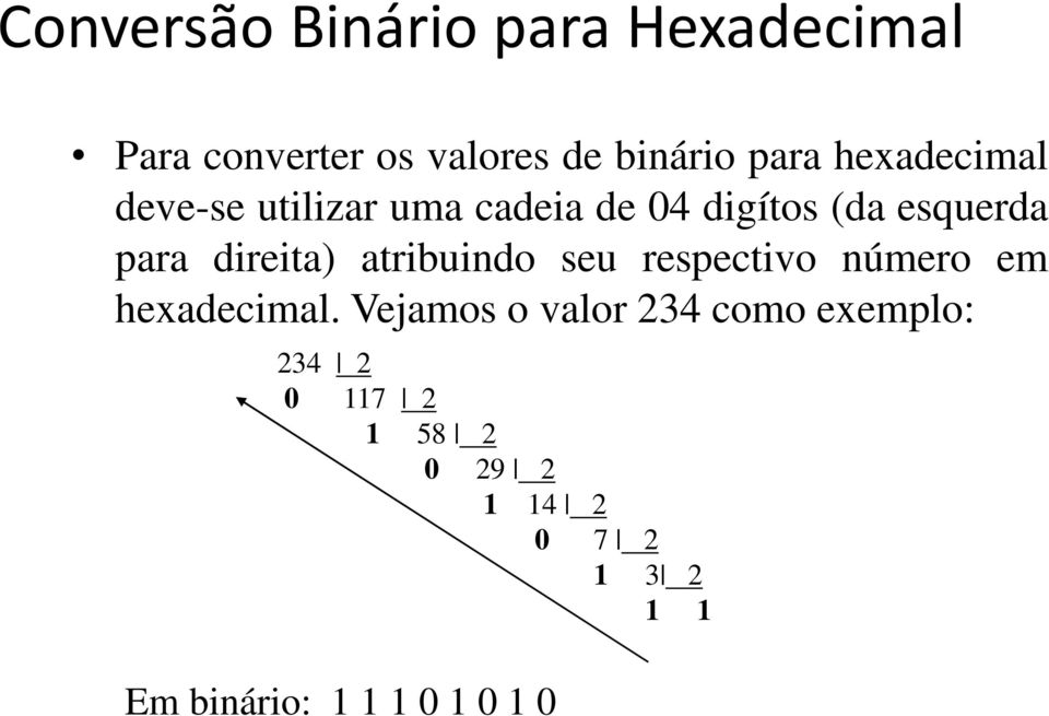 direita) atribuindo seu respectivo número em hexadecimal.
