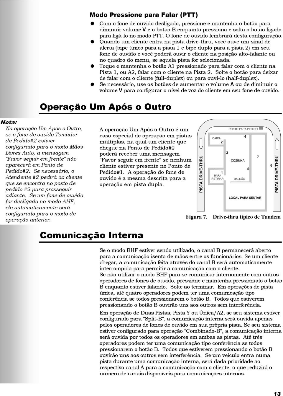 Quando um cliente entra na pista drive-thru, você ouve um sinal de alerta (bipe único para a pista 1 e bipe duplo para a pista 2) em seu fone de ouvido e você poderá ouvir o cliente na posição