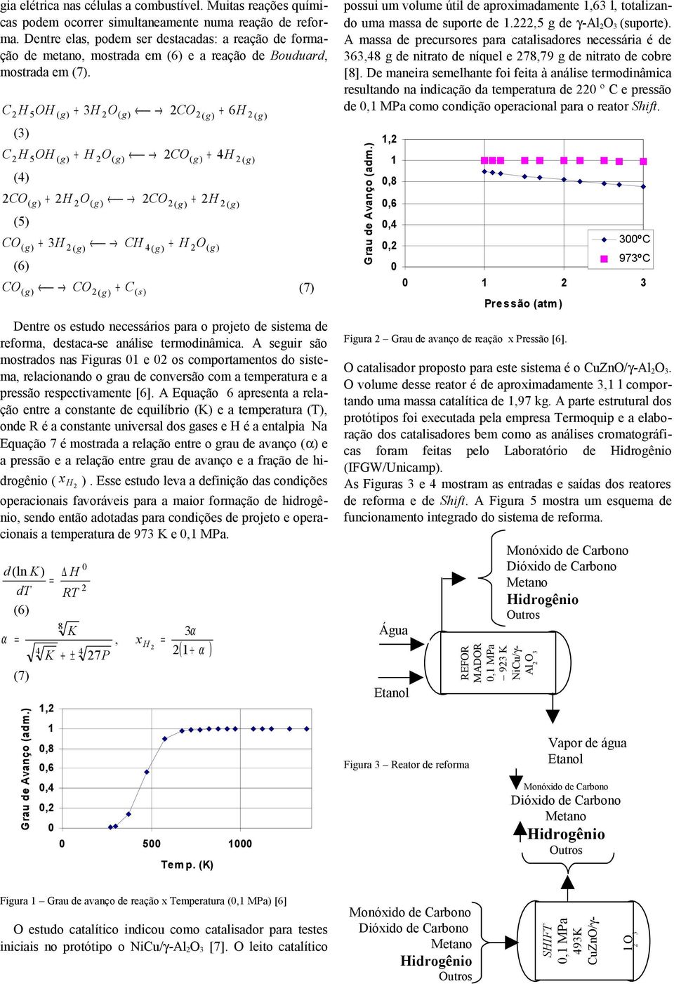 C 2 H 5 OH ( g ) + 3H 2 O( g ) 2CO 2 ( g ) + 6 H 2 ( g ) possui um volume útil de aproximadamente 1,63 l, totalizando uma massa de suporte de 1.222,5 g de γ-al2o3 (suporte).