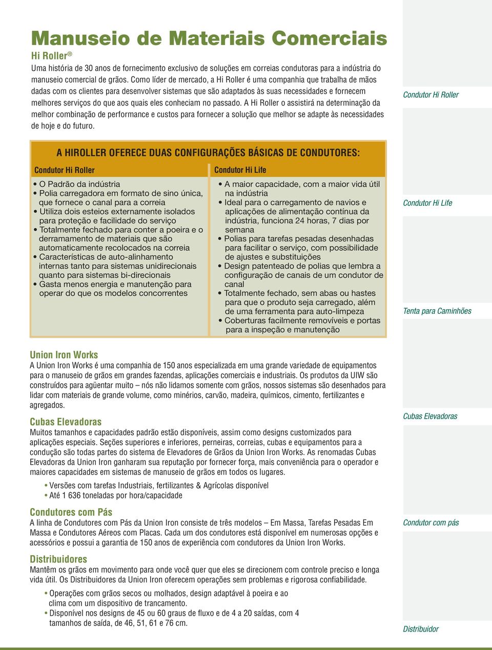 quais eles conheciam no passado. A Hi Roller o assistirá na determinação da melhor combinação de performance e custos para fornecer a solução que melhor se adapte às necessidades de hoje e do futuro.