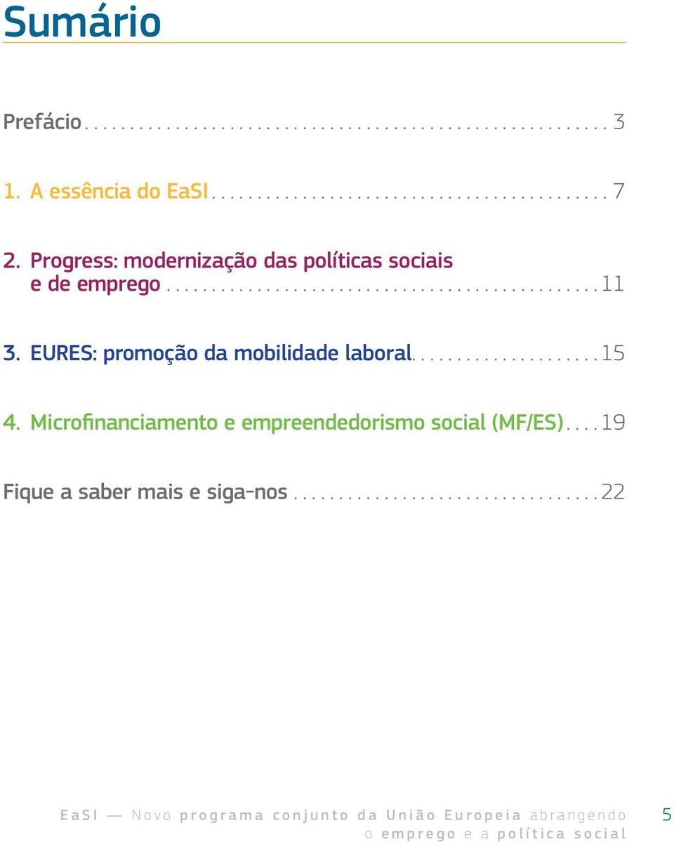 EURES: promoção da mobilidade laboral..................... 15 4. Microfinanciamento e empreendedorismo social (MF/ES).