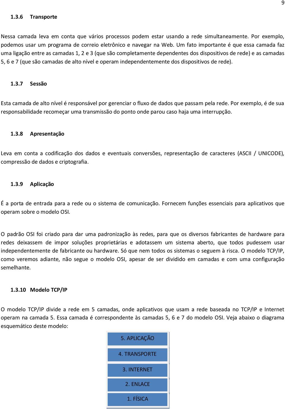 operam independentemente dos dispositivos de rede). 1.3.7 Sessão Esta camada de alto nível é responsável por gerenciar o fluxo de dados que passam pela rede.