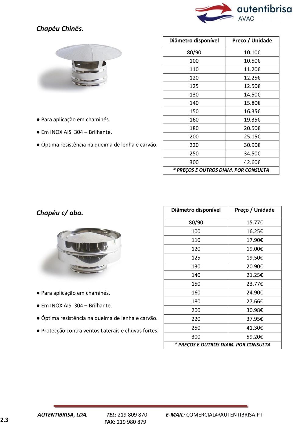 Para aplicação em chaminés. Em INOX AISI 304 Brilhante. Óptima resistência na queima de lenha e carvão. Protecção contra ventos Laterais e chuvas fortes.