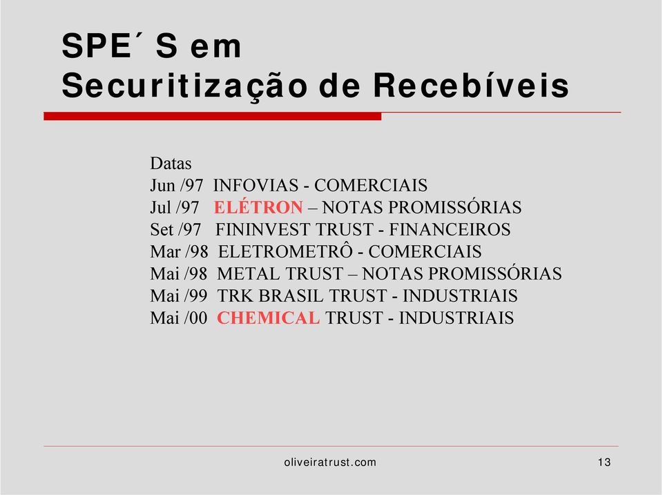 ELETROMETRÔ - COMERCIAIS Mai /98 METAL TRUST NOTAS PROMISSÓRIAS Mai /99 TRK