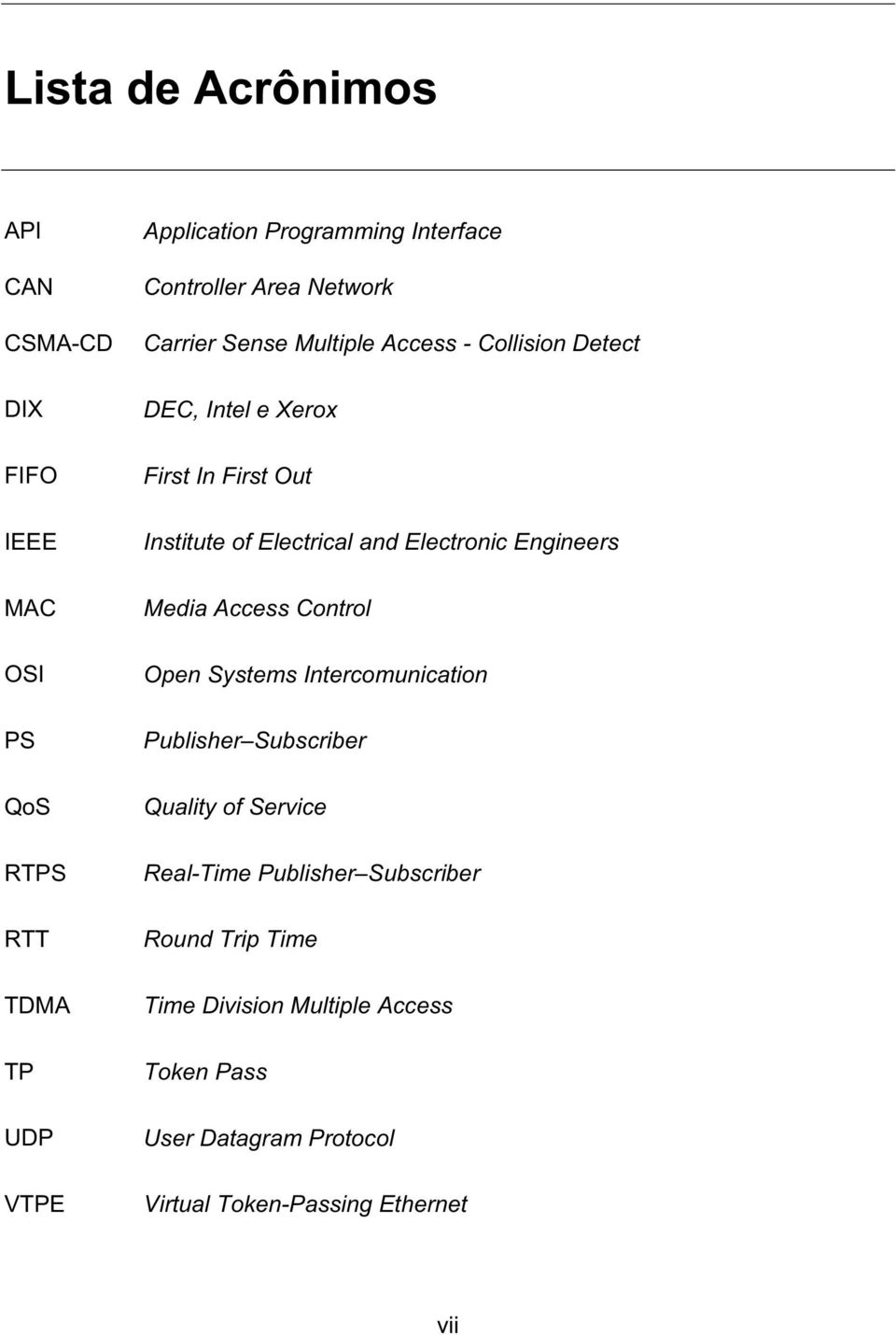 Electrical and Electronic Engineers Media Access Control Open Systems Intercomunication Publisher Subscriber Quality of Service