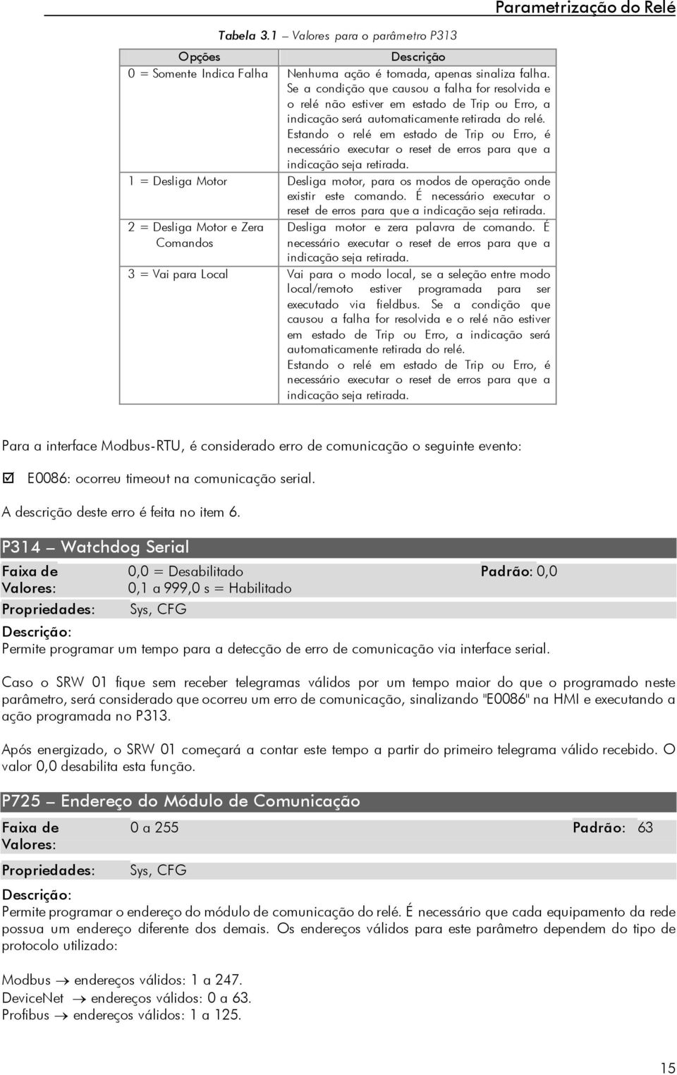 Estando o relé em estado de Trip ou Erro, é necessário executar o reset de erros para que a indicação seja retirada.