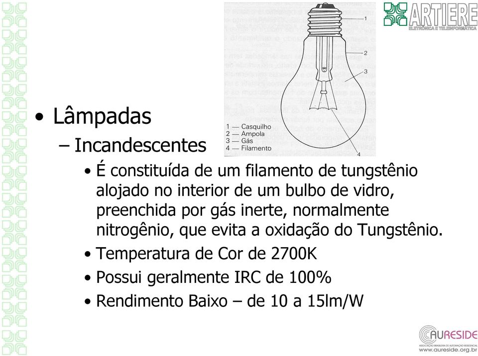 normalmente nitrogênio, que evita a oxidação do Tungstênio.