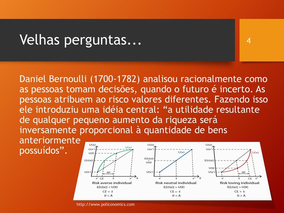 futuro é incerto. As pessoas atribuem ao risco valores diferentes.