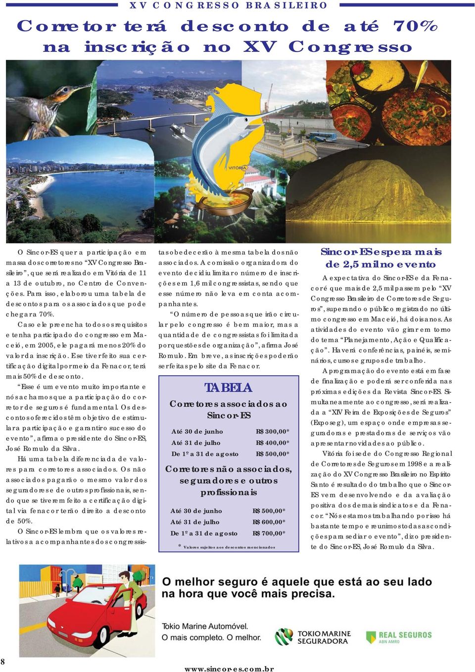 Caso ele preencha todos os requisitos e tenha participado do congresso em Maceió, em 2005, ele pagará menos 20% do valor da inscrição.