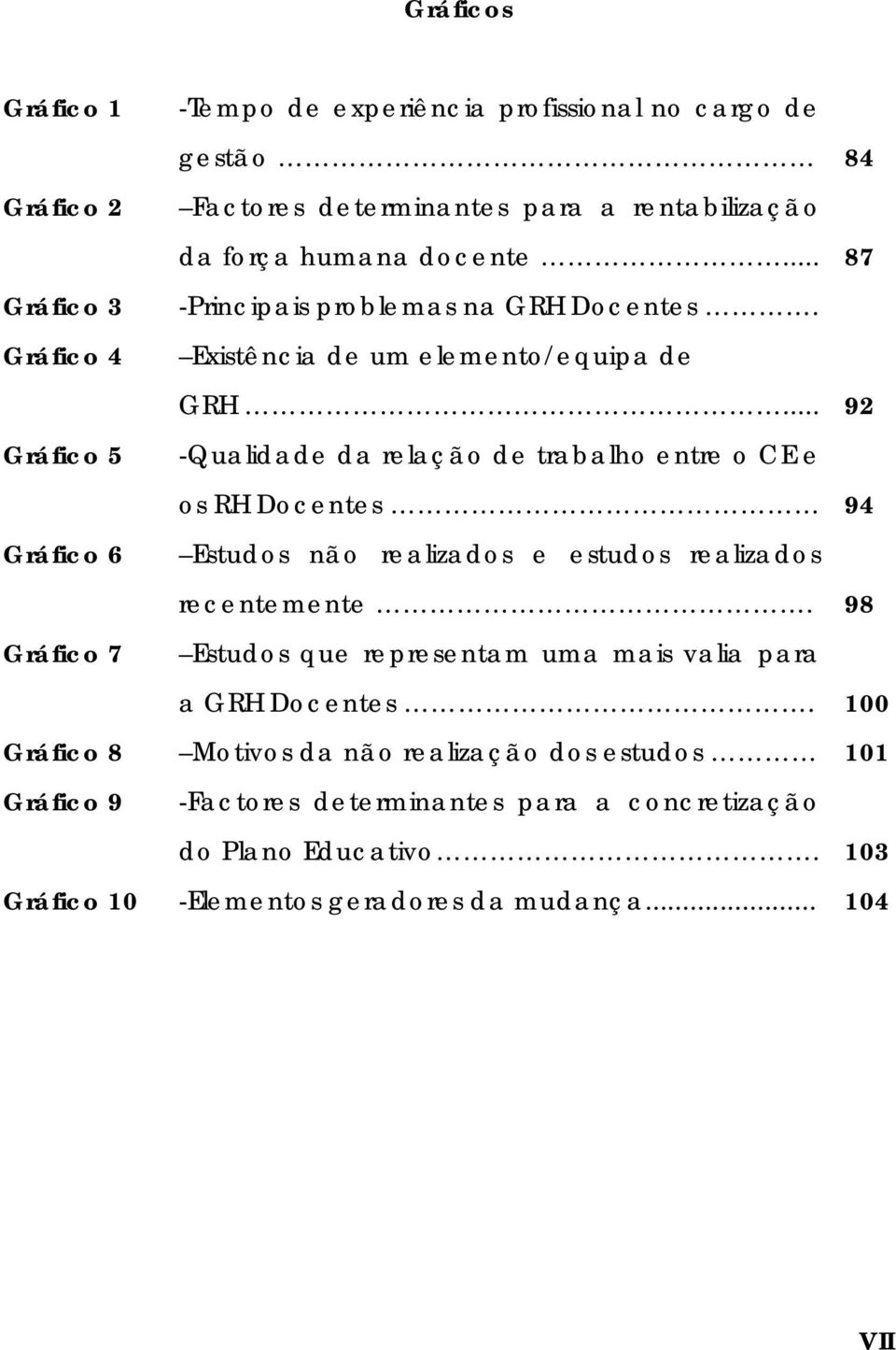 .. 92 Gráfico 5 -Qualidade da relação de trabalho entre o CE e os RH Docentes 94 Gráfico 6 Estudos não realizados e estudos realizados recentemente.