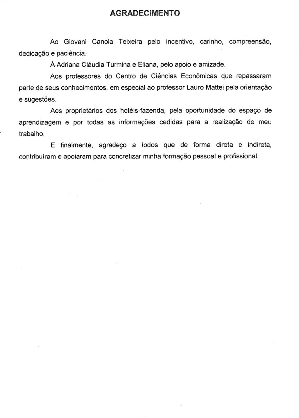 Aos professores do Centro de Ciências Econômicas que repassaram parte de seus conhecimentos, em especiai ao professor Lauro Matte-i pela orientação