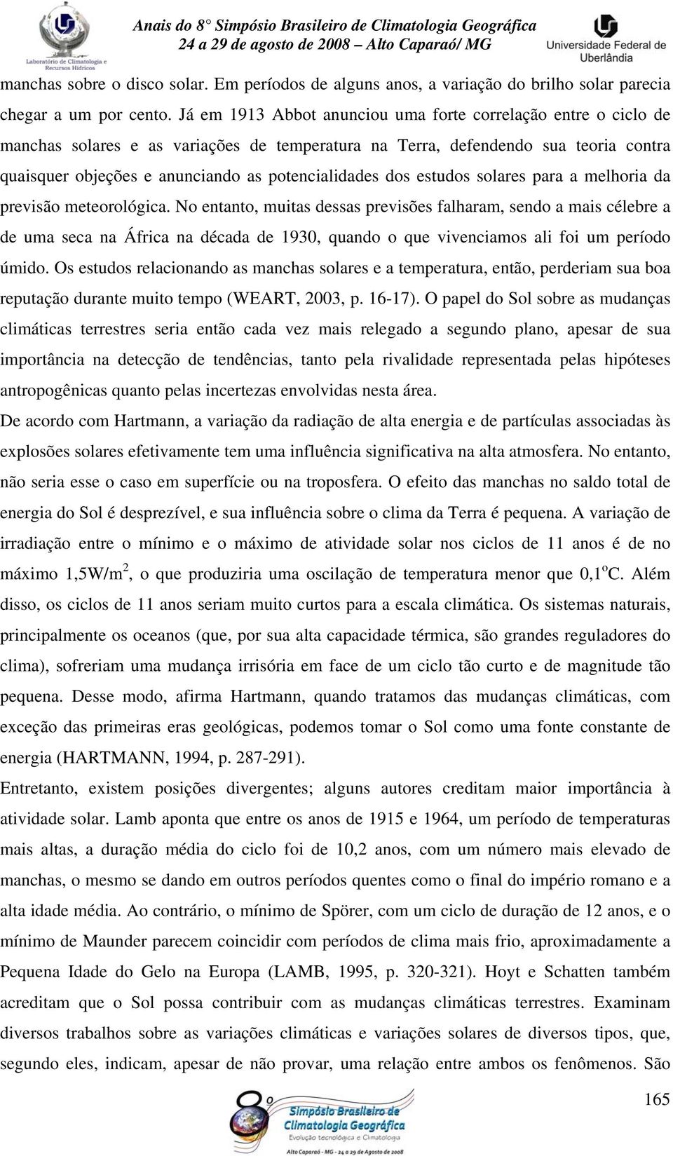 dos estudos solares para a melhoria da previsão meteorológica.