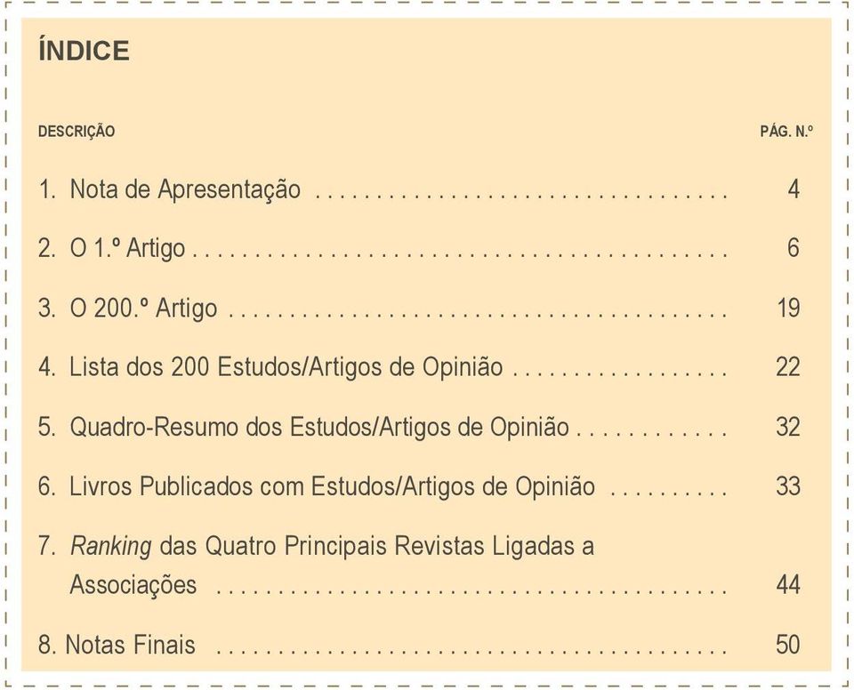 Quadro-Resumo dos Estudos/Artigos de Opinião............ 32 6. Livros Publicados com Estudos/Artigos de Opinião.......... 33 7.