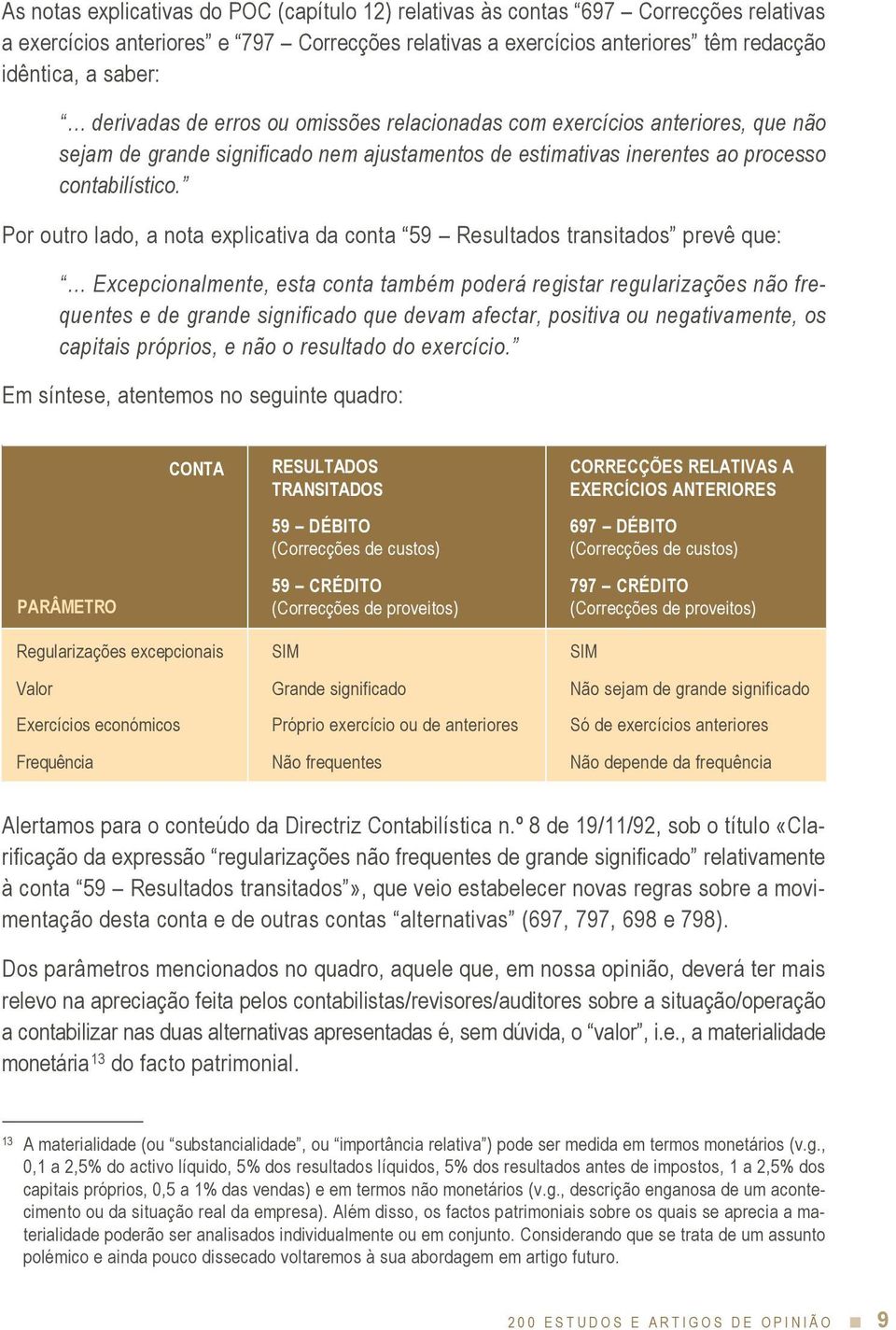 Por outro lado, a nota explicativa da conta 59 Resultados transitados prevê que: Excepcionalmente, esta conta também poderá registar regularizações não frequentes e de grande significado que devam