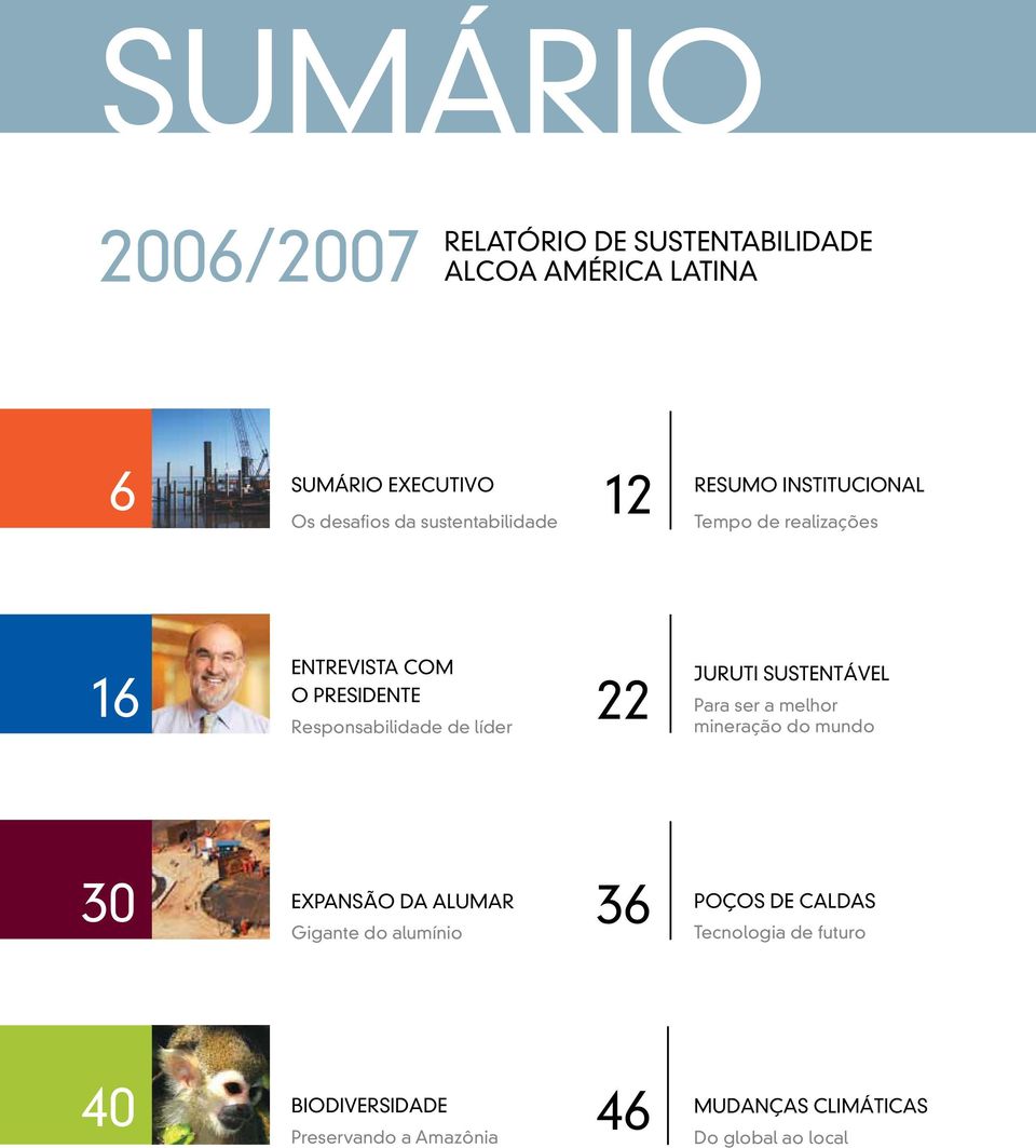 de líder 22 JURUTI SUSTENTÁVEL Para ser a melhor mineração do mundo 30 EXPANSÃO DA ALUMAR Gigante do alumínio