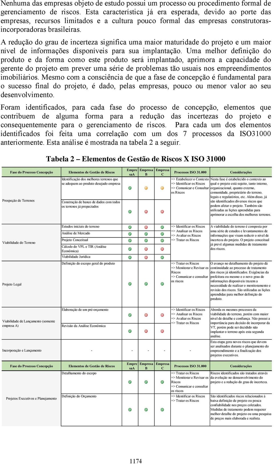 A redução do grau de incerteza significa uma maior maturidade do projeto e um maior nível de informações disponíveis para sua implantação.