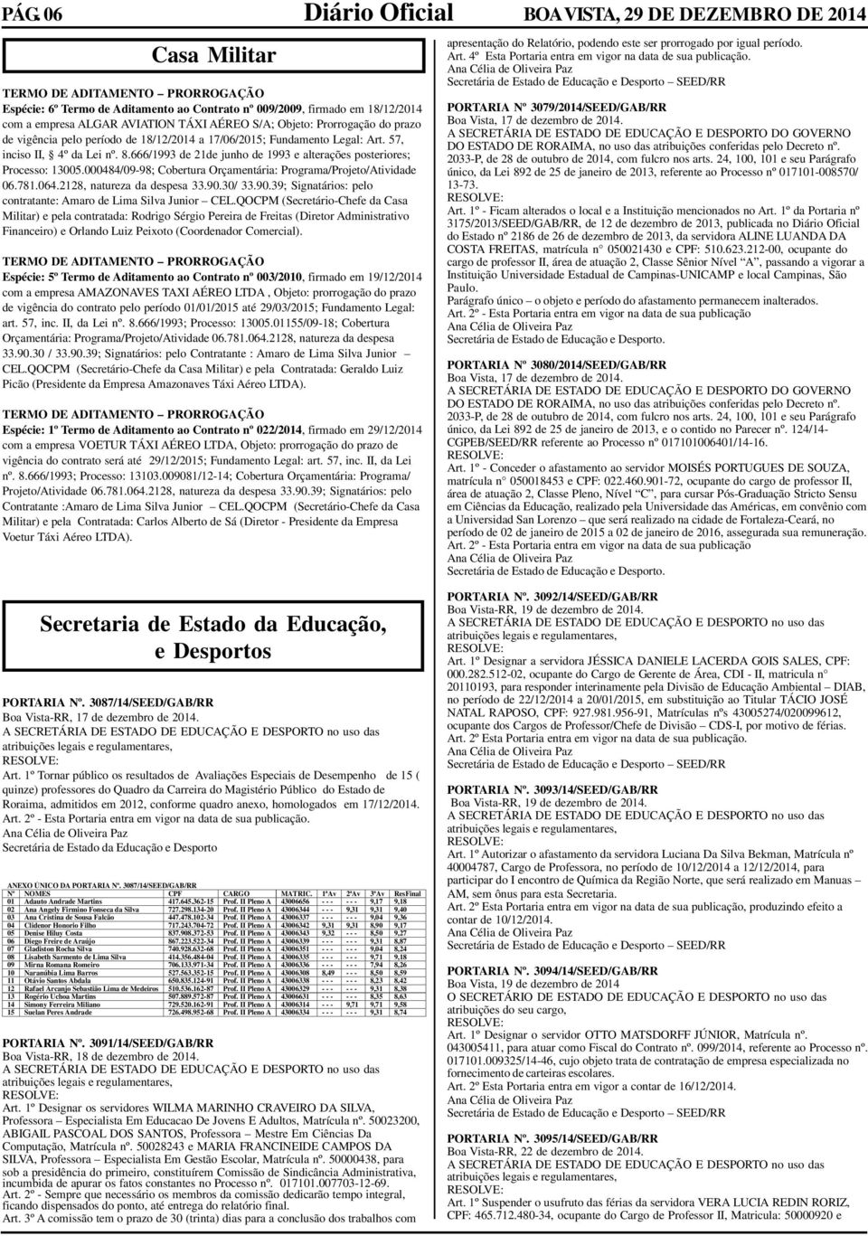 666/1993 de 21de junho de 1993 e alterações posteriores; Processo: 13005.000484/09-98; Cobertura Orçamentária: Programa/Projeto/Atividade 06.781.064.2128, natureza da despesa 33.90.