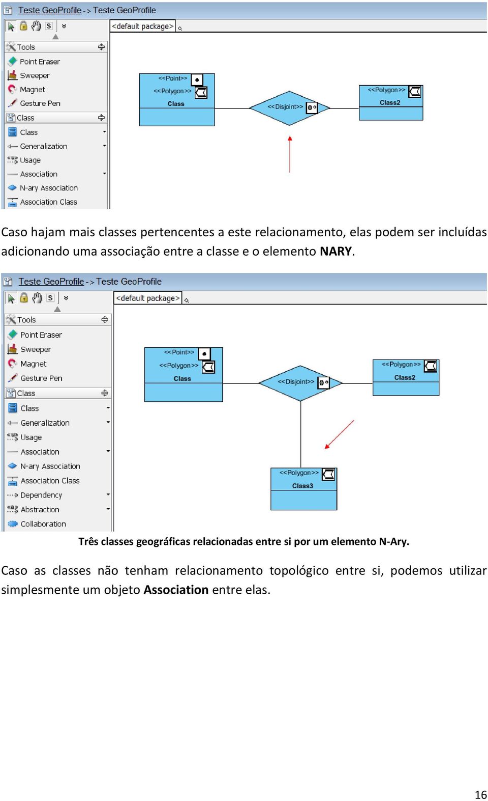 Três classes geográficas relacionadas entre si por um elemento N-Ary.