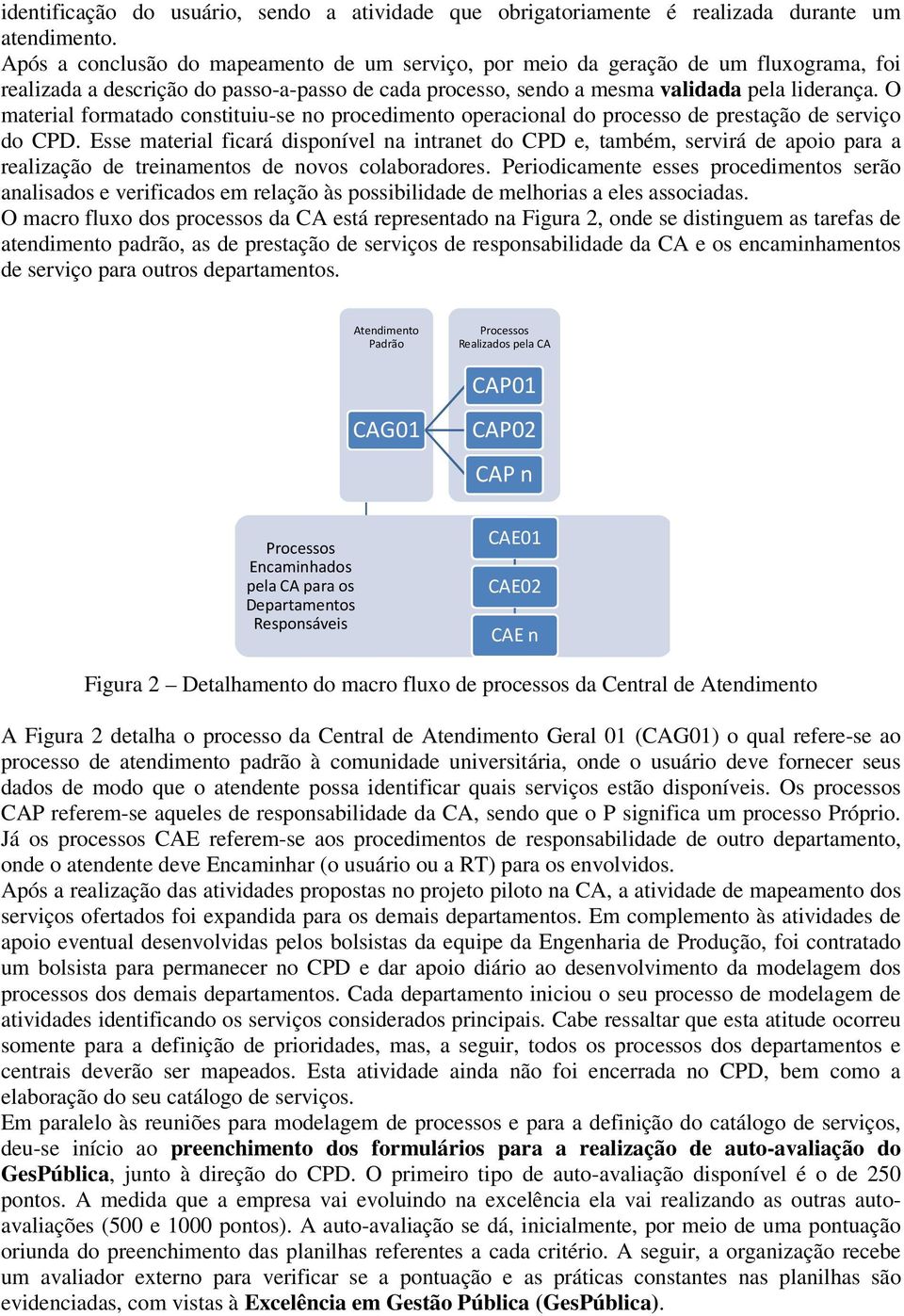 O material formatado constituiu-se no procedimento operacional do processo de prestação de serviço do CPD.