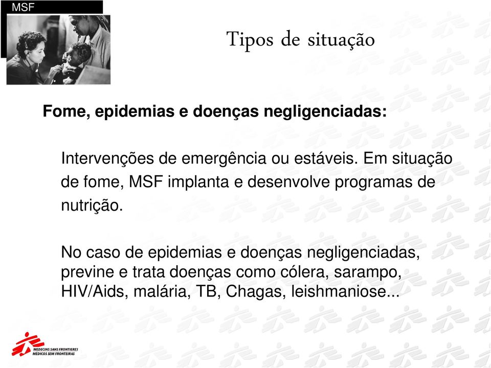 Em situação de fome, MSF implanta e desenvolve programas de nutrição.