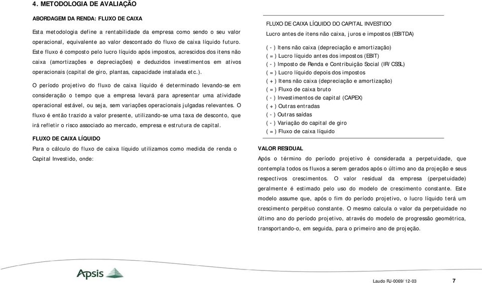 Este fluxo é composto pelo lucro líquido após impostos, acrescidos dos itens não caixa (amortizações e depreciações) e deduzidos investimentos em ativos operacionais (capital de giro, plantas,