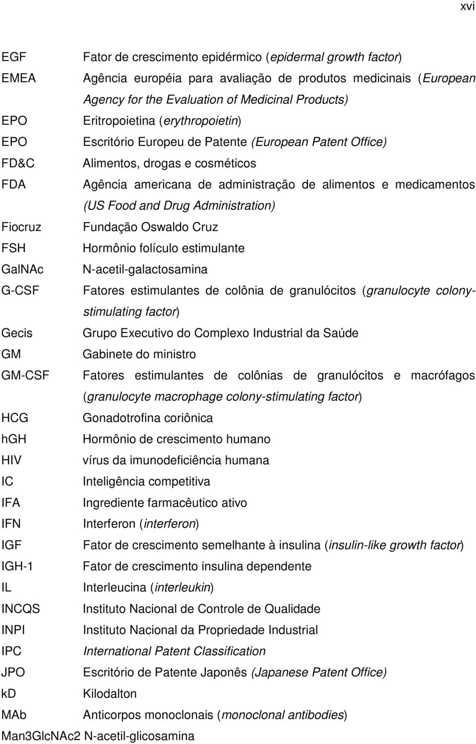 Food and Drug Administration) Fiocruz Fundação Oswaldo Cruz FSH Hormônio folículo estimulante GalNAc N-acetil-galactosamina G-CSF Fatores estimulantes de colônia de granulócitos (granulocyte