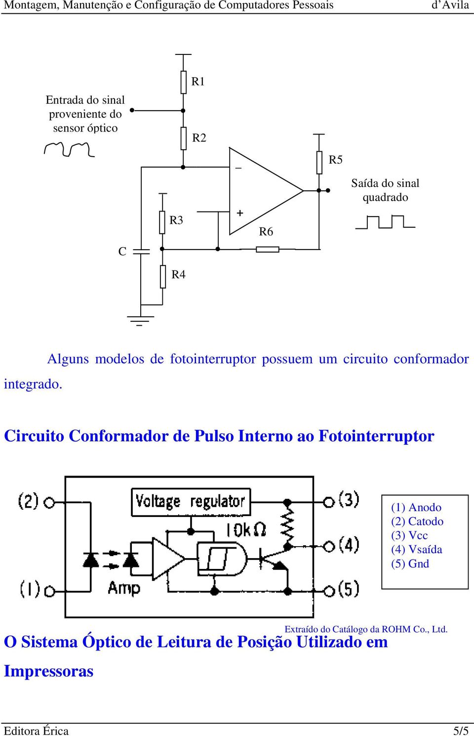 Alguns modelos de fotointerruptor possuem um circuito conformador Circuito Conformador de Pulso