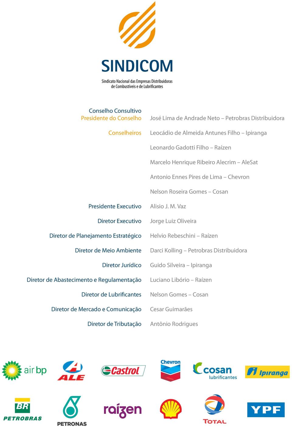 Presidente Executivo Diretor Executivo Diretor de Planejamento Estratégico Diretor de Meio Ambiente Diretor Jurídico Diretor de Abastecimento e Regulamentação Diretor de Lubrificantes Diretor de