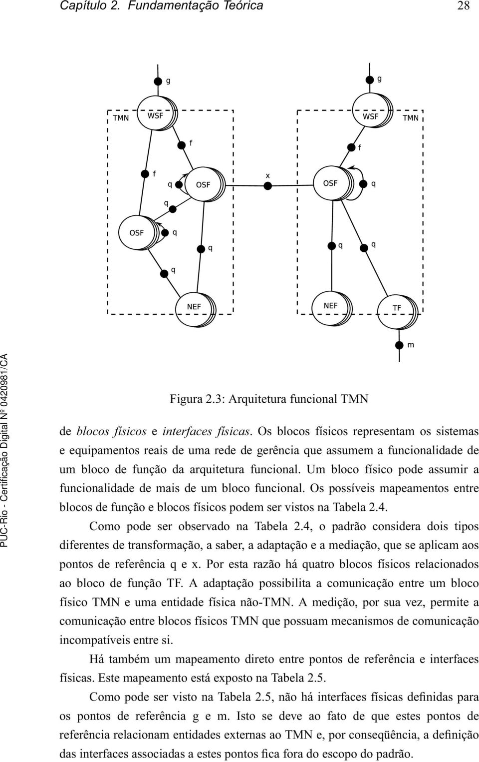 Um bloco físico pode assumir a funcionalidade de mais de um bloco funcional. Os possíveis mapeamentos entre blocosdefunçãoeblocosfísicospodemservistosnatabela2.4. Como pode ser observado na Tabela 2.