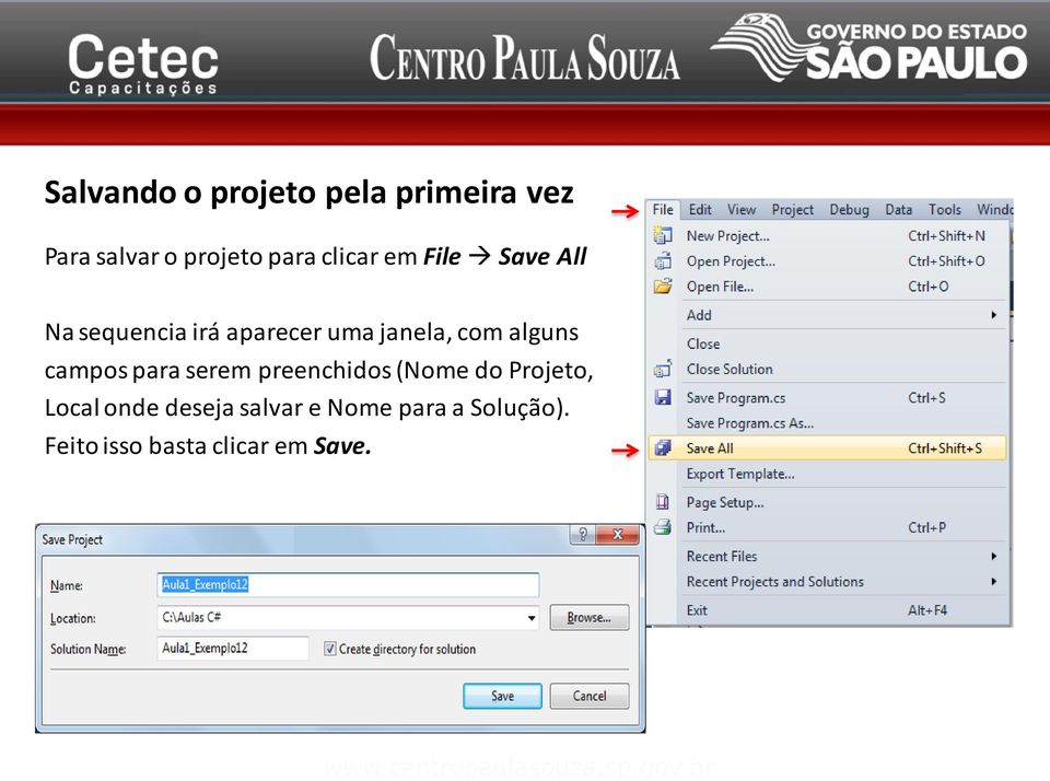 alguns campos para serem preenchidos (Nome do Projeto, Local onde