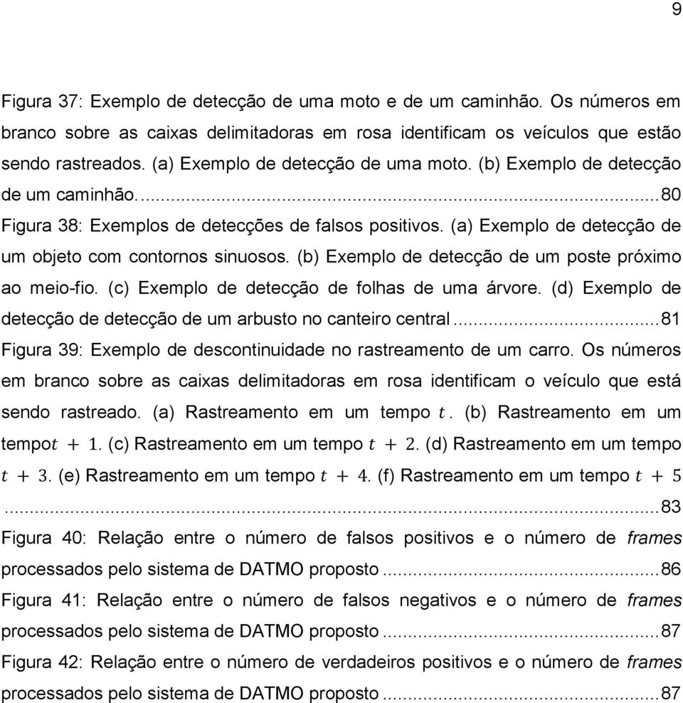 (b) Exemplo de detecção de um poste próximo ao meio-fio. (c) Exemplo de detecção de folhas de uma árvore. (d) Exemplo de detecção de detecção de um arbusto no canteiro central.