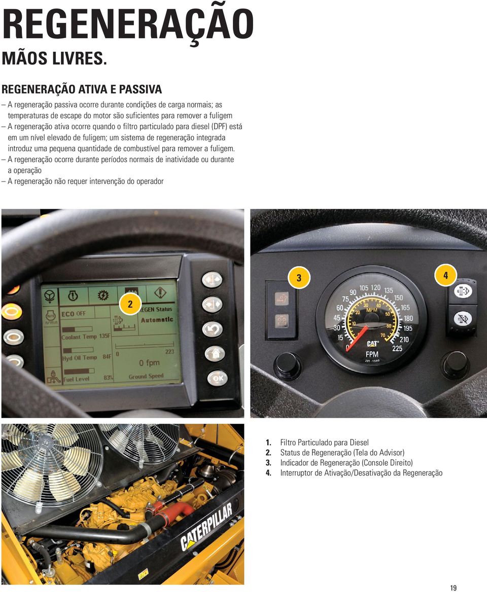 ativa ocorre quando o filtro particulado para diesel (DPF) está em um nível elevado de fuligem; um sistema de regeneração integrada introduz uma pequena quantidade de combustível