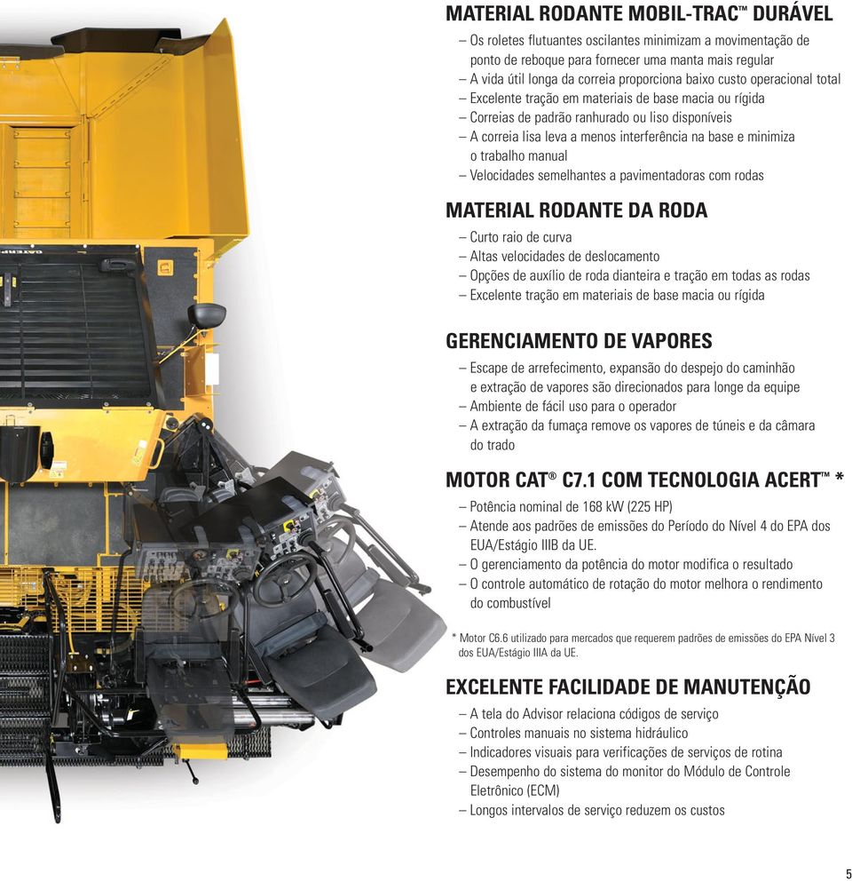 manual Velocidades semelhantes a pavimentadoras com rodas MATERIAL RODANTE DA RODA Curto raio de curva Altas velocidades de deslocamento Opções de auxílio de roda dianteira e tração em todas as rodas