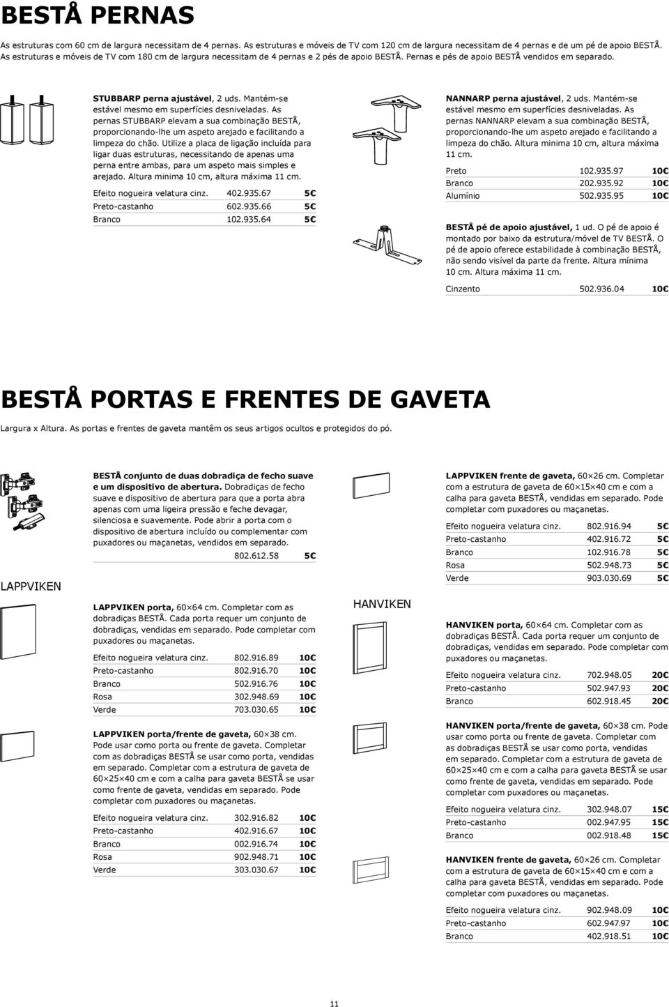 Mantém-se estável mesmo em superfícies desniveladas. As pernas STUBBARP elevam a sua combinação BESTÅ, proporcionando lhe um aspeto arejado e facilitando a limpeza do chão.