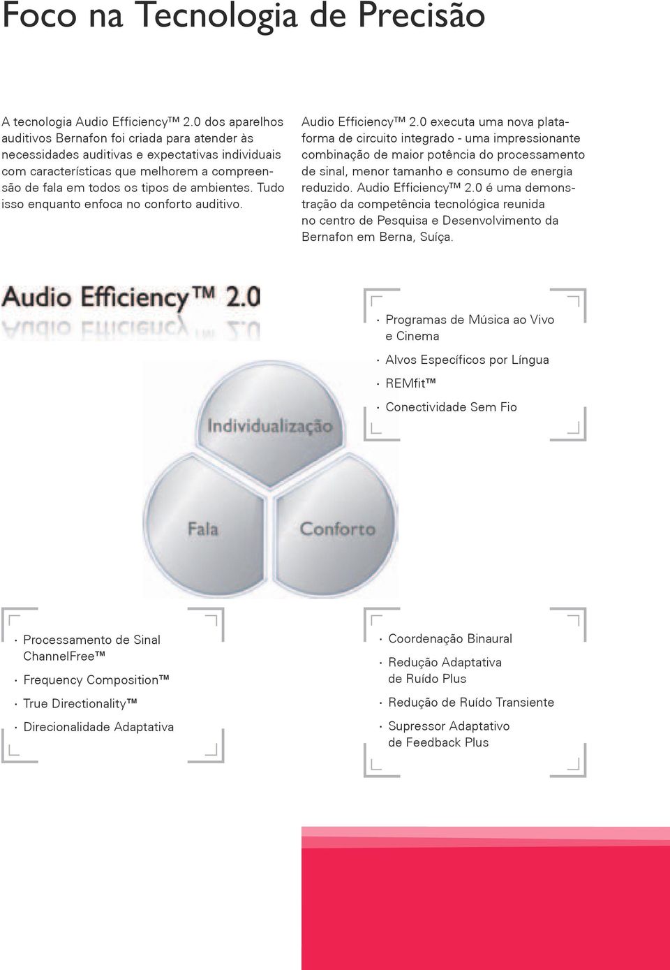 Tudo isso enquanto enfoca no conforto auditivo. Audio Efficiency 2.