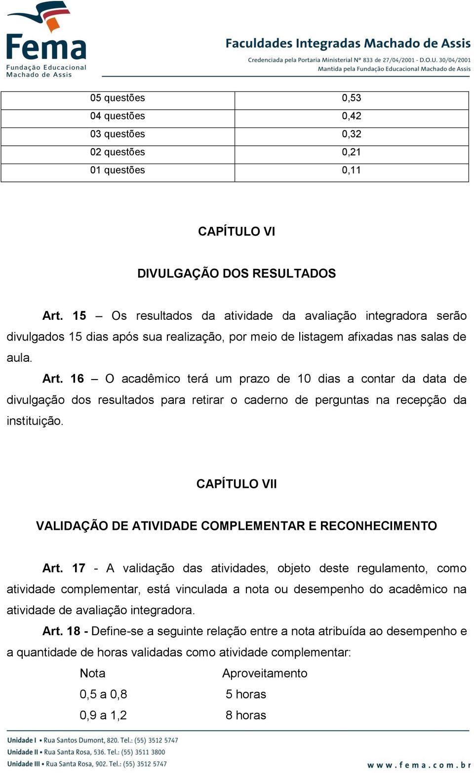 16 O acadêmico terá um prazo de 10 dias a contar da data de divulgação dos resultados para retirar o caderno de perguntas na recepção da instituição.