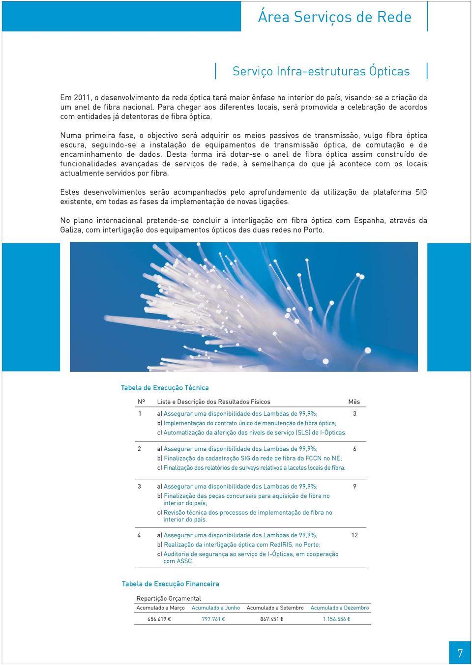 Numa primeira fase, o objectivo será adquirir os meios passivos de transmissão, vulgo fibra óptica escura, seguindo-se a instalação de equipamentos de transmissão óptica, de comutação e de