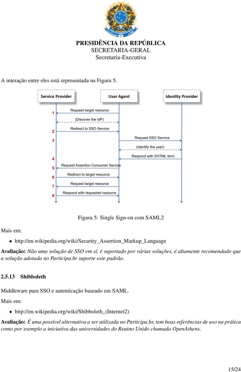 adotada no Participa.br suporte este padrão. 2.5.13 Shibboleth Middleware para SSO e autenticação baseado em SAML. http://en.wikipedia.