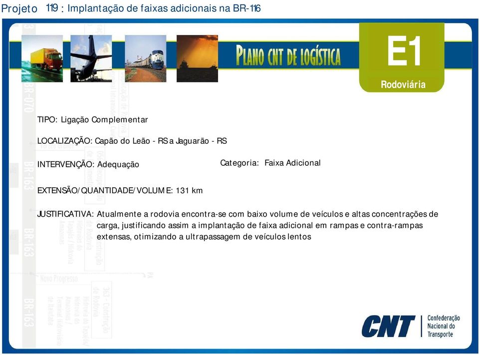 rodovia encontra-se com baixo volume de veículos e altas concentrações de carga, justificando assim a