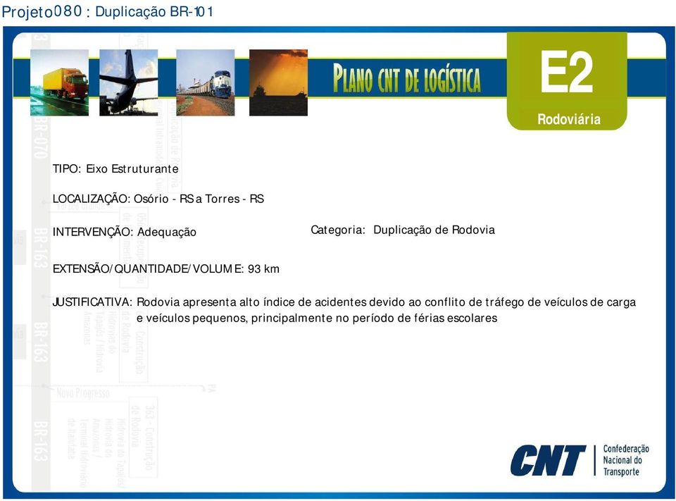 93 km JUSTIFICATIVA: Rodovia apresenta alto índice de acidentes devido ao conflito de