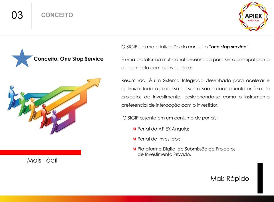 Resumindo, é um Sistema Integrado desenhado para acelerar e optimizar todo o processo de submissão e consequente análise de projectos de investimento,