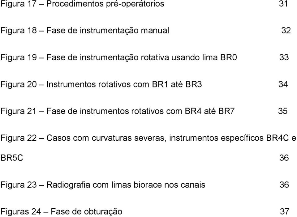 Fase de instrumentos rotativos com BR4 até BR7 35 Figura 22 Casos com curvaturas severas, instrumentos