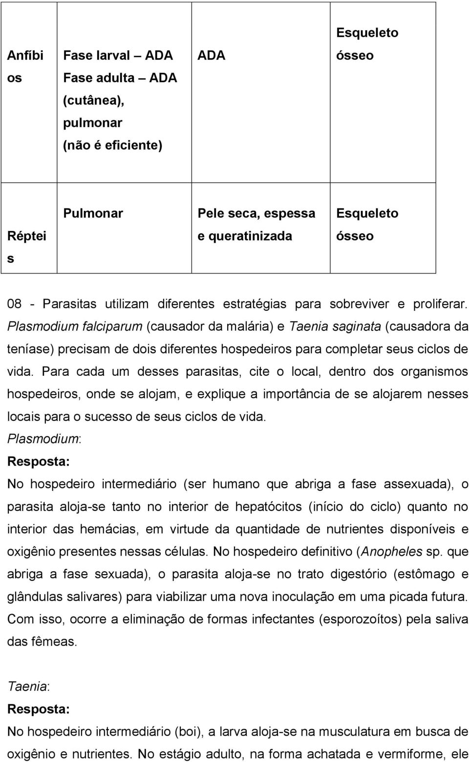 Plasmodium falciparum (causador da malária) e Taenia saginata (causadora da teníase) precisam de dois diferentes hospedeiros para completar seus ciclos de vida.