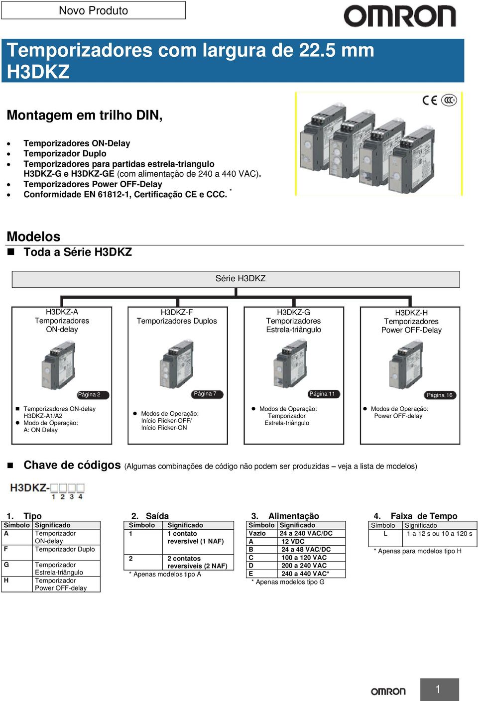 Temporizadores Power OFF-Delay Conformidade EN 61812-1, Certificação CE e CCC.